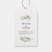 Moderne waterverf botanische bruiloft voor olijfbo cadeaulabel (Voorkant)