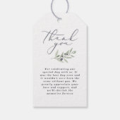 Moderne waterverf botanische bruiloft voor olijfbo cadeaulabel (Achterkant)