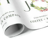 Moderne waterverf botanische feestdag cadeaupapier (Rol Hoek)