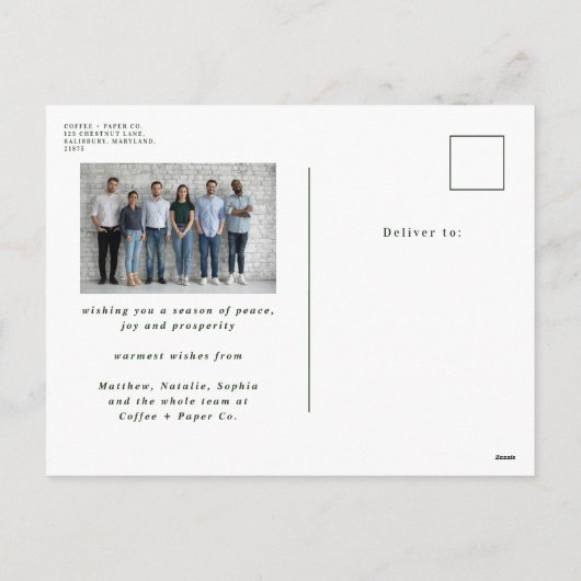 Moderne waterverf botanische feestdag feestdagenkaart (Achterkant)