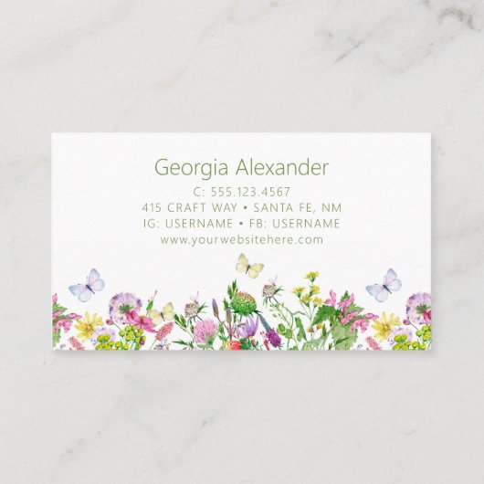 Moderne Waterverf botanische flora landstaal Visitekaartje (Achterkant)