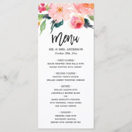 Moderne Waterverf Botanische Floral Wedding Menu