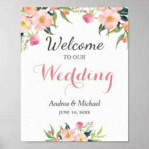 Moderne Waterverf Botanische Floral Wedding Sign Poster