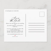 Moderne waterverf botanische foto-elegant script aankondigingskaart (Achterkant)