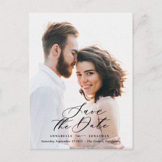 Moderne waterverf botanische foto-elegant script aankondigingskaart (Voorkant)