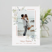 Moderne waterverf botanische fotolijst folie feestdagenkaart (Staand Voorkant)