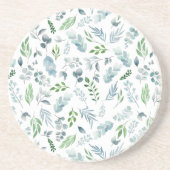 Moderne Waterverf botanische groen Eucalyptus Zandsteen Onderzetter (Voorkant)