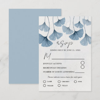 Moderne Waterverf Botanische Stofblauwe Bruiloft RSVP Kaartje