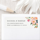 Moderne Waterverf Botanische Tuin Bloemen Etiket (Insitu)