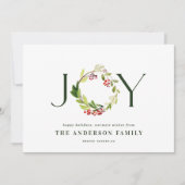 Moderne waterverf botanische vreugde feestdagenkaart (Voorkant)