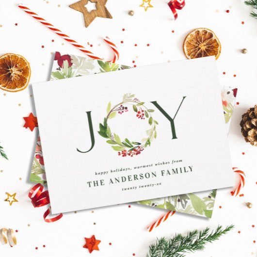 Moderne waterverf botanische vreugde feestdagenkaart