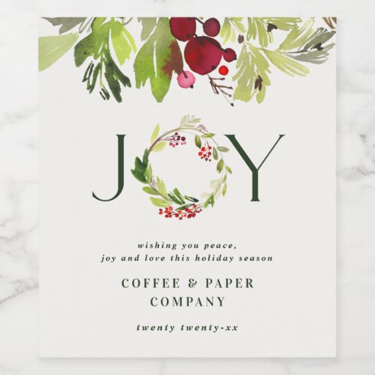 Moderne waterverf botanische vreugde in bedrijven wijn etiket (Enkel label)