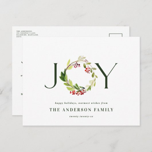 Moderne waterverf botanische vreugdevolle vakantie feestdagenkaart (Voorkant / Achterkant)