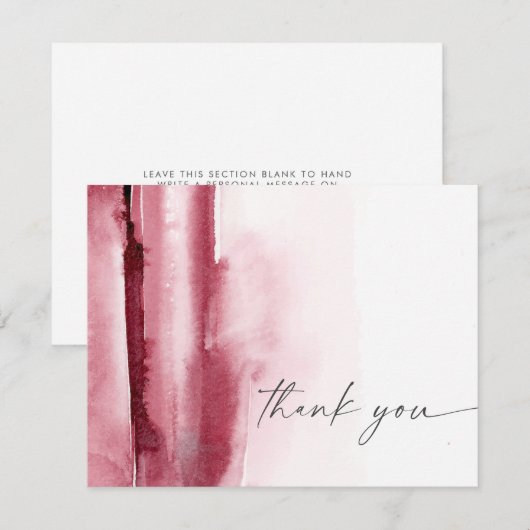 Moderne Waterverf | Bourgogne - bedankkaart (Voorkant / Achterkant)