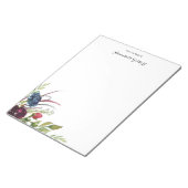 Moderne Waterverf Bourgogne Blauw Bloemen Groen Notitieblok (Schuin)