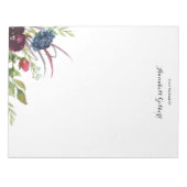 Moderne Waterverf Bourgogne Blauw Bloemen Groen Notitieblok (Voorkant)