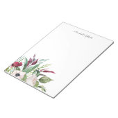 Moderne Waterverf Bourgondië Blush bloemengroen Notitieblok (Schuin)