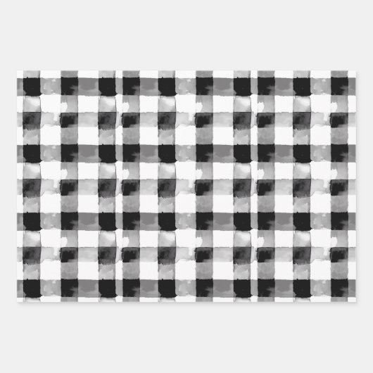 Moderne Waterverf Bow Gingham Hart Huwelijkscadeau Inpakpapier Vel (Voorkant 2)