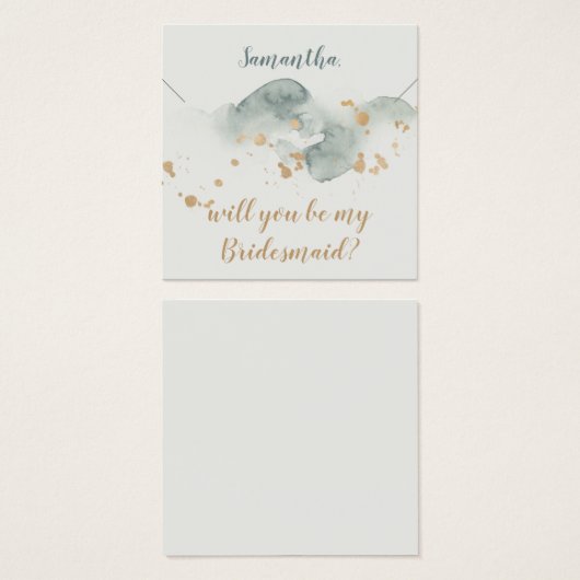 Moderne Waterverf Bridesmaid Gift Ketting Display Vierkante Visitekaartjes (Voorkant /achterkant)