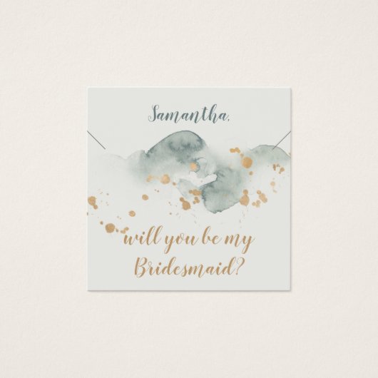Moderne Waterverf Bridesmaid Gift Ketting Display Vierkante Visitekaartjes (Voorkant)