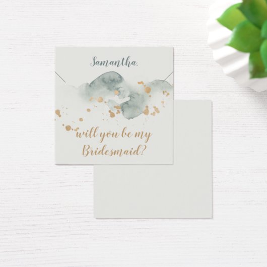 Moderne Waterverf Bridesmaid Gift Ketting Display Vierkante Visitekaartjes (Bureau)