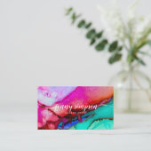 Moderne Waterverf Bright Color Script Kalligrafie Visitekaartje (Staand voorkant)
