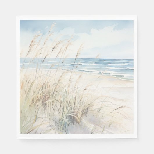 Moderne Waterverf Bruidsdouche aan Zee Servet (Voorkant)