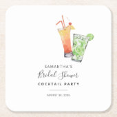 Moderne Waterverf Bruidsdouche Cocktailparty Kartonnen Onderzetters (Voorkant)