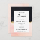 Moderne Waterverf Bruidsdouche Uitnodiging roze (Voorkant / Achterkant)