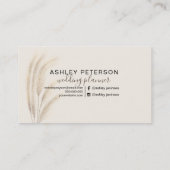 moderne waterverf-bruiloft met pampas-gras visitekaartje (Achterkant)