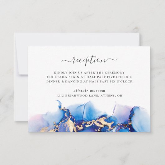 Moderne Waterverf bruiloft receptie Kaart (Voorkant)