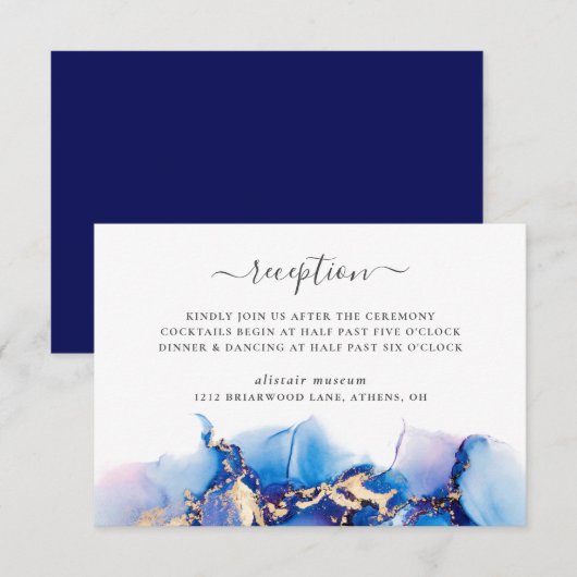 Moderne Waterverf bruiloft receptie Kaart (Voorkant / Achterkant)