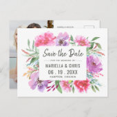 Moderne Waterverf bruiloft sparen Datum met Foto Aankondigingskaart (Voorkant / Achterkant)