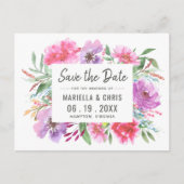 Moderne Waterverf bruiloft sparen Datum met Foto Aankondigingskaart (Voorkant)