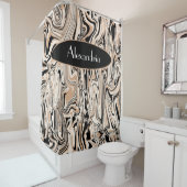 Moderne Waterverf bruin zwart patroon, aangepast Douchegordijn (In situ)