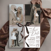 Moderne Waterverf Bruine Strik 3 Multi-Foto Bruilo Save The Date