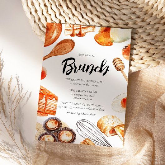 Moderne Waterverf Brunch Feest Kaart