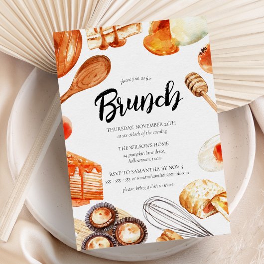 Moderne Waterverf Brunchfeest Kaart