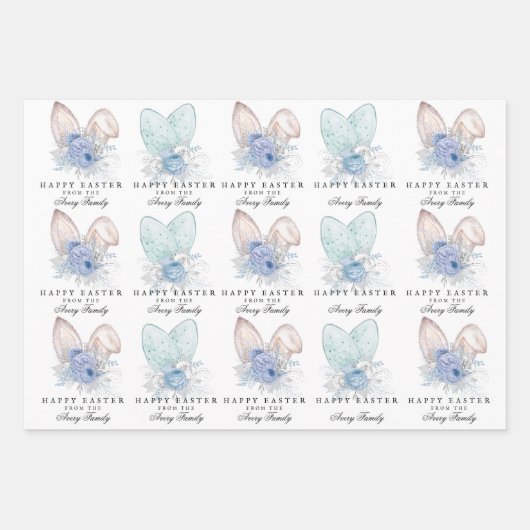 Moderne Waterverf Bunny Ears Easter gepersonalisee Inpakpapier Vel (Voorkant 3)