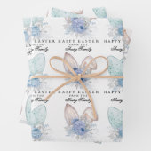 Moderne Waterverf Bunny Ears Easter gepersonalisee Inpakpapier Vel (In situ)
