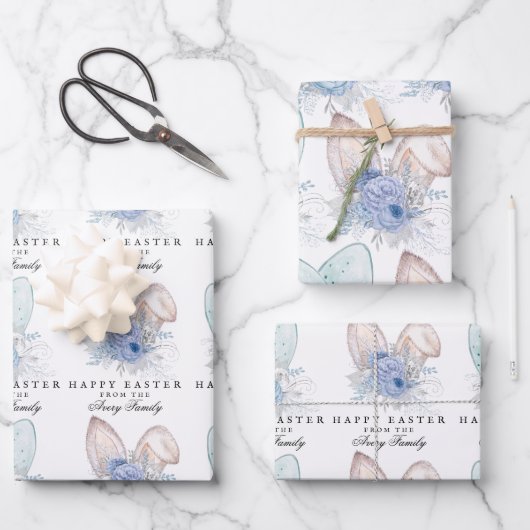 Moderne Waterverf Bunny Ears Easter gepersonalisee Inpakpapier Vel (Voorkant)