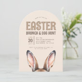 Moderne Waterverf Bunny Ears Easter Party Kaart (Staand voorkant)