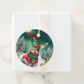 Moderne waterverf Bunny Rabbit Kerstboom Sneeuw Bedankjes Labels (In situ)