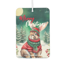 Moderne waterverf Bunny Rabbit Kerstboom Sneeuw Luchtverfrisser