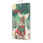 Moderne waterverf Bunny Rabbit Kerstboom Sneeuw Luchtverfrisser (Links)