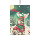 Moderne waterverf Bunny Rabbit Kerstboom Sneeuw Luchtverfrisser (Achterkant)