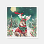 Moderne waterverf Bunny Rabbit Kerstboom Sneeuw Servet (Voorkant)