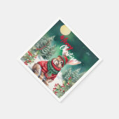 Moderne waterverf Bunny Rabbit Kerstboom Sneeuw Servet (Hoek)