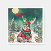 Moderne waterverf Bunny Rabbit Kerstboom Sneeuw Servet (Voorkant)