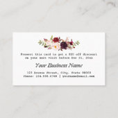 Moderne Waterverf Burgundy Bloem Make-up Artist Kortingskaartje (Achterkant)